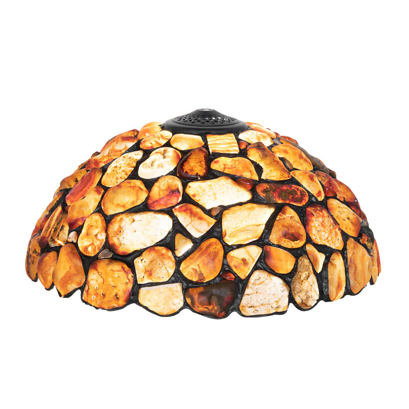 Meyda Lighting Agata 8 H x 16 W Stone Bowl Lamp Shade Spider in Red Jasper Black Wayfair